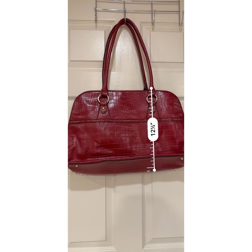 Liz Claiborne Red Croc Embossed Faux Leather Shoulder Bag Tote Organizer - Picture 4 of 12